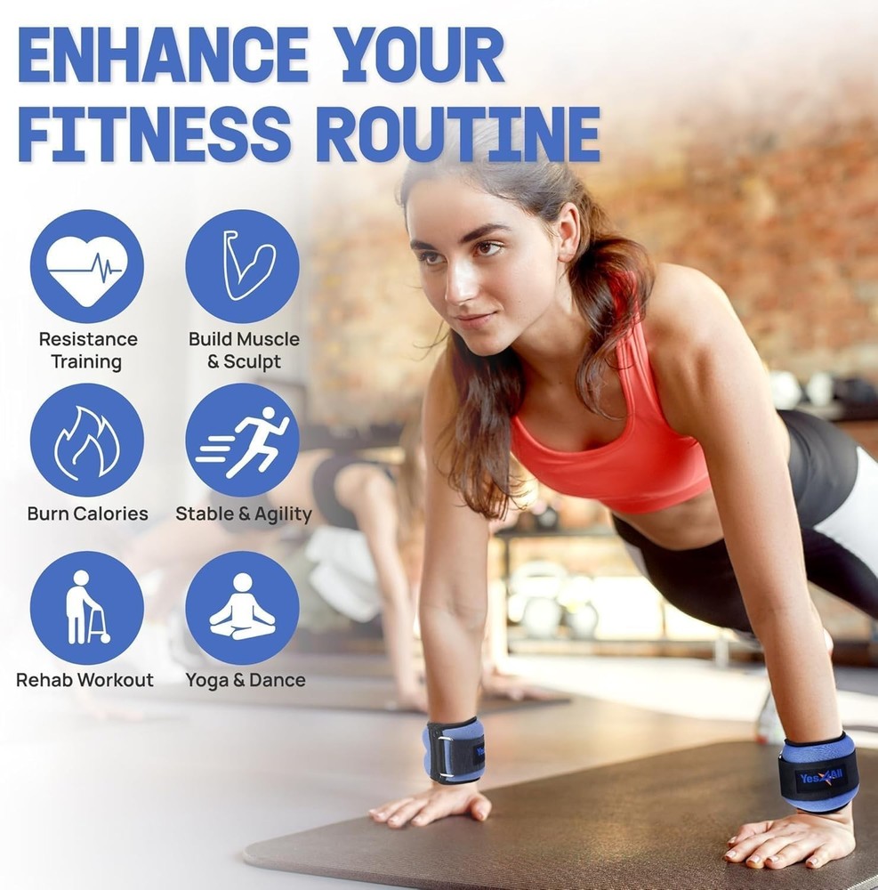 2lb Adjustable Ankle & Wrist Weights - Versatile for Gym & Home Training