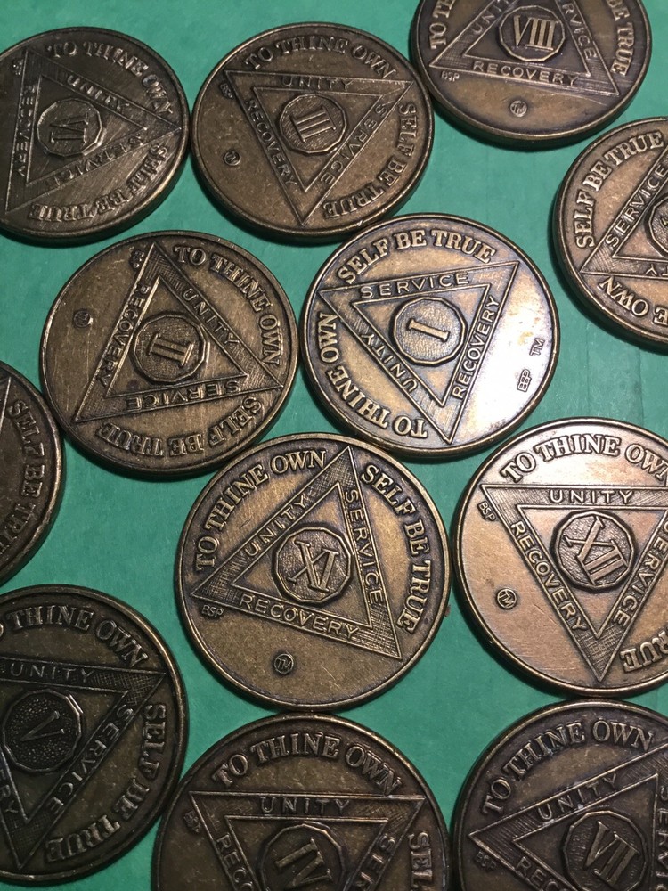 Alcoholics Anonymous Tokens Number 1 through 12