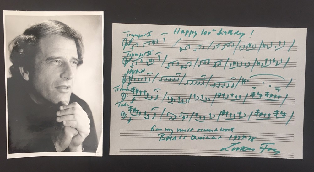 Lukas FOSS (Composer): Brass Quintet - Autograph Musical Quotation