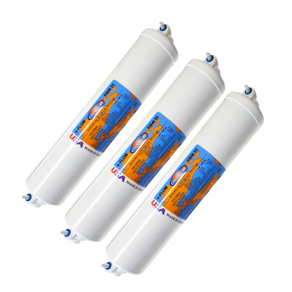 Omnipure K5640-SS Inline GAC 12" x 2.5" Postfilter 1/4"QC (3 pack)