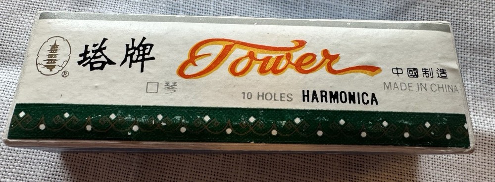 VINTAGE TOWER HARMONICA Never Removed from Box 10 Hole