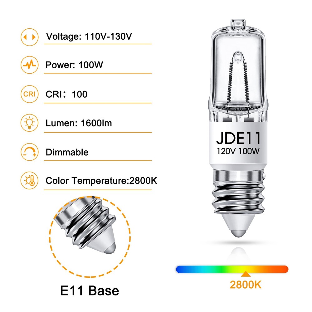 Flaspar JDE11 120V 100W, E11 Bulb, 2 Pack Bulb Warm White