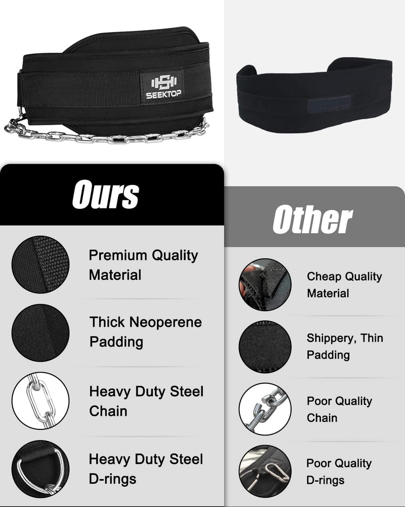 Seektop Dip Belt for Weightlifting - GYM Workout Pull Ups normal, Black