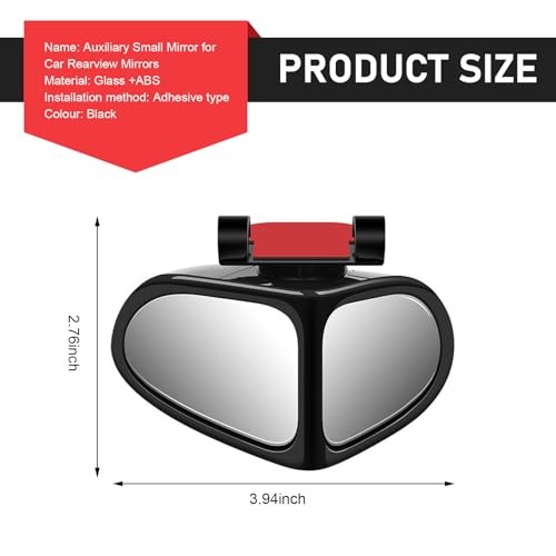 2PCS Car Blind Spot Mirrors, Double-Sided 360° Adjustable Rotating Rear View