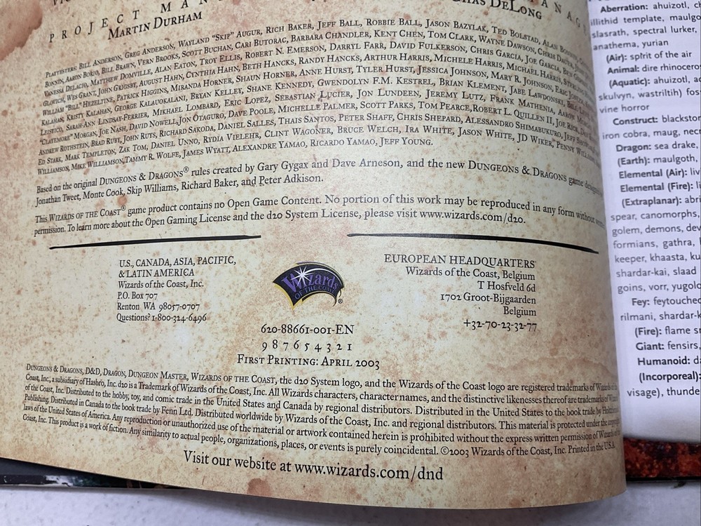 D&D 3.5 Fiend Folio RPG 2003 1st Printing HC EXC