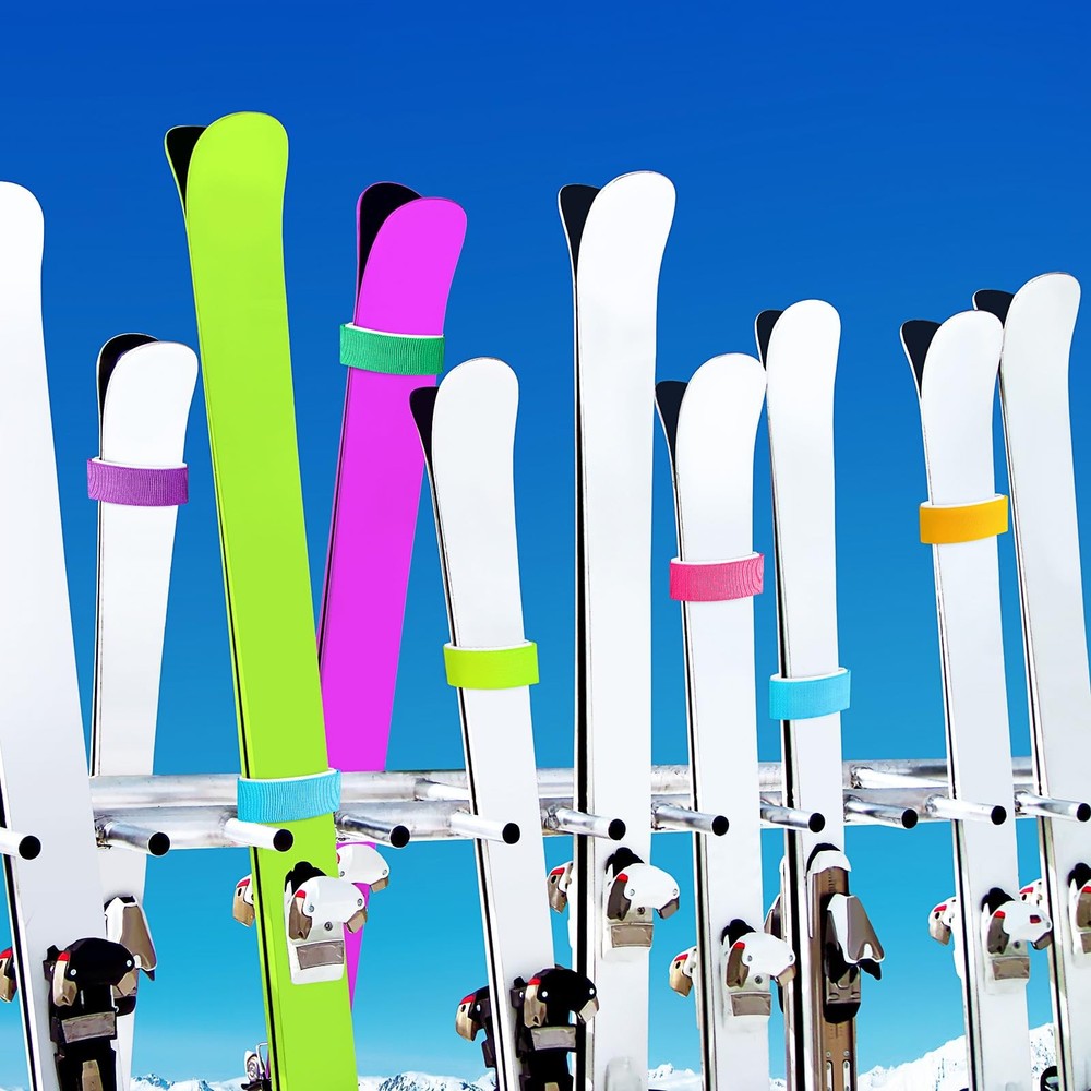 12pcs Ski Straps Adjustable Ski Fasteners Straps for Carrying Durable Hook an...