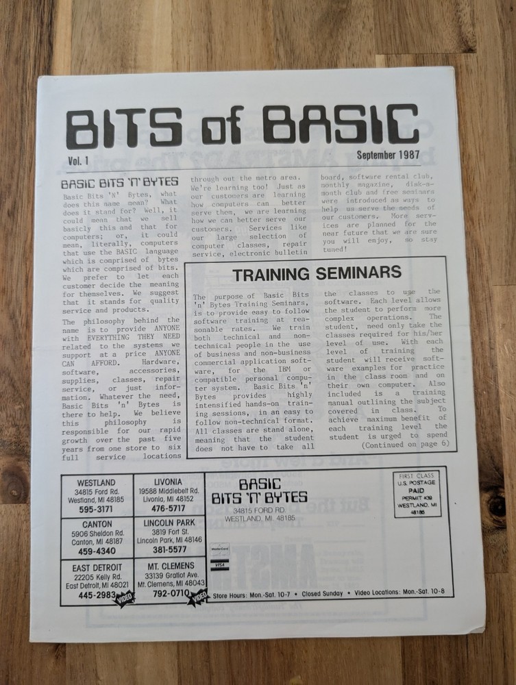 Basic Bits ‘N Bytes Newsletter, Bits Of Basic, September 1987