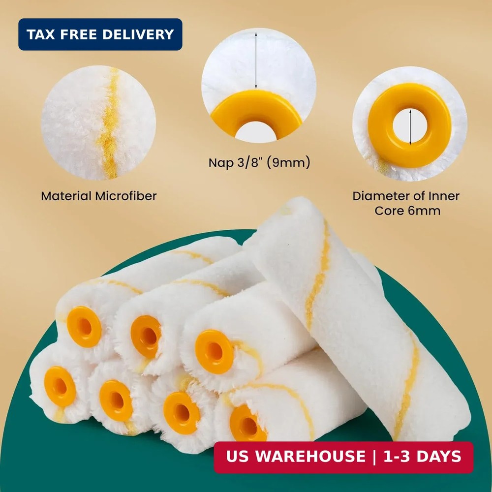 Paint Roller Covers, 26 Pack, 4 Inch 3/8" Nap Microfiber Small Paint Rollers Set