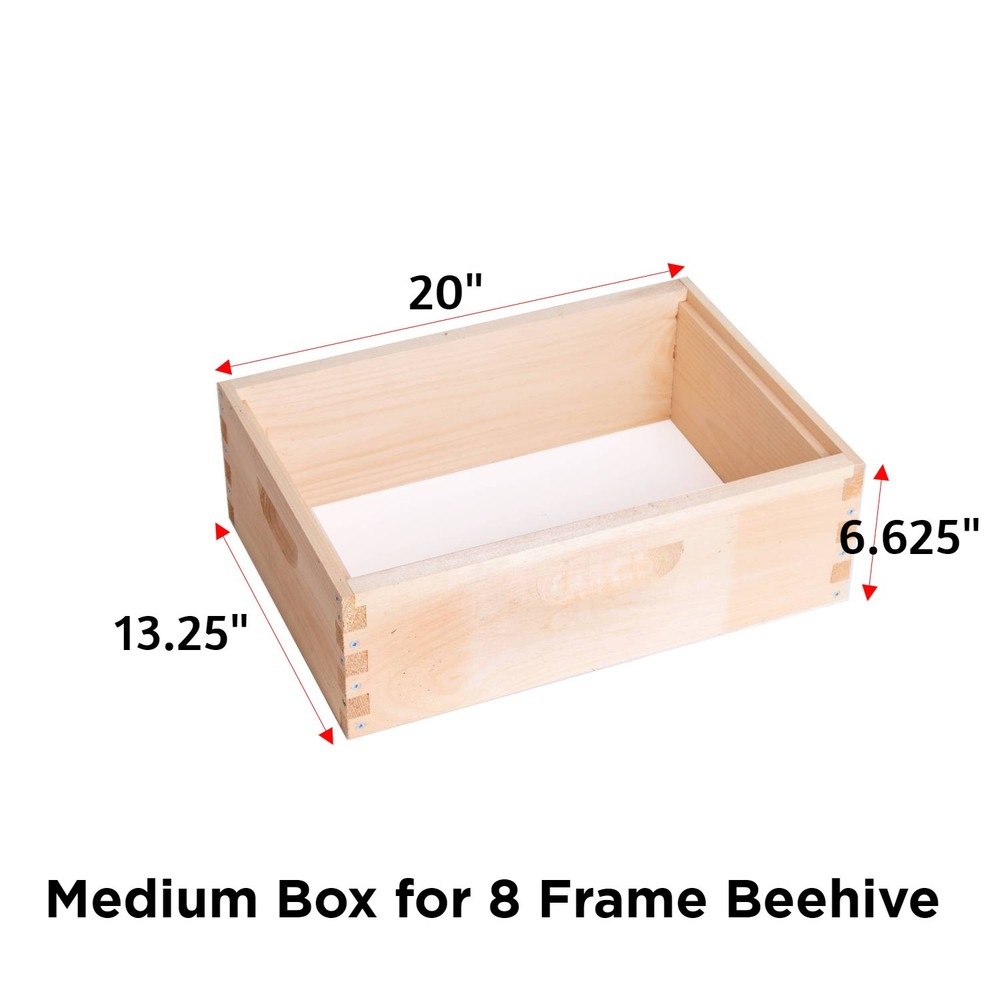 8 Frame Medium Assembled Beekeeping Box, Plastic Foundation Frames, Amish Made
