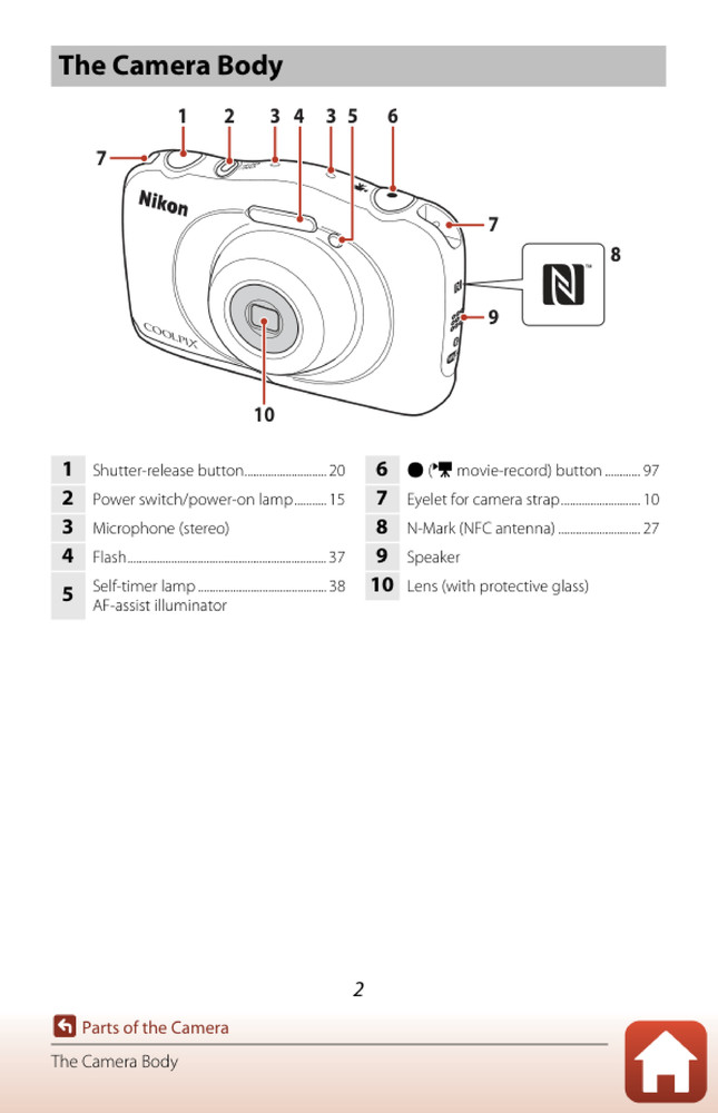 Nikon COOLPIX W100 — User Reference Manual — 1/2 Size, 5.5" x 8.5" Small Compact