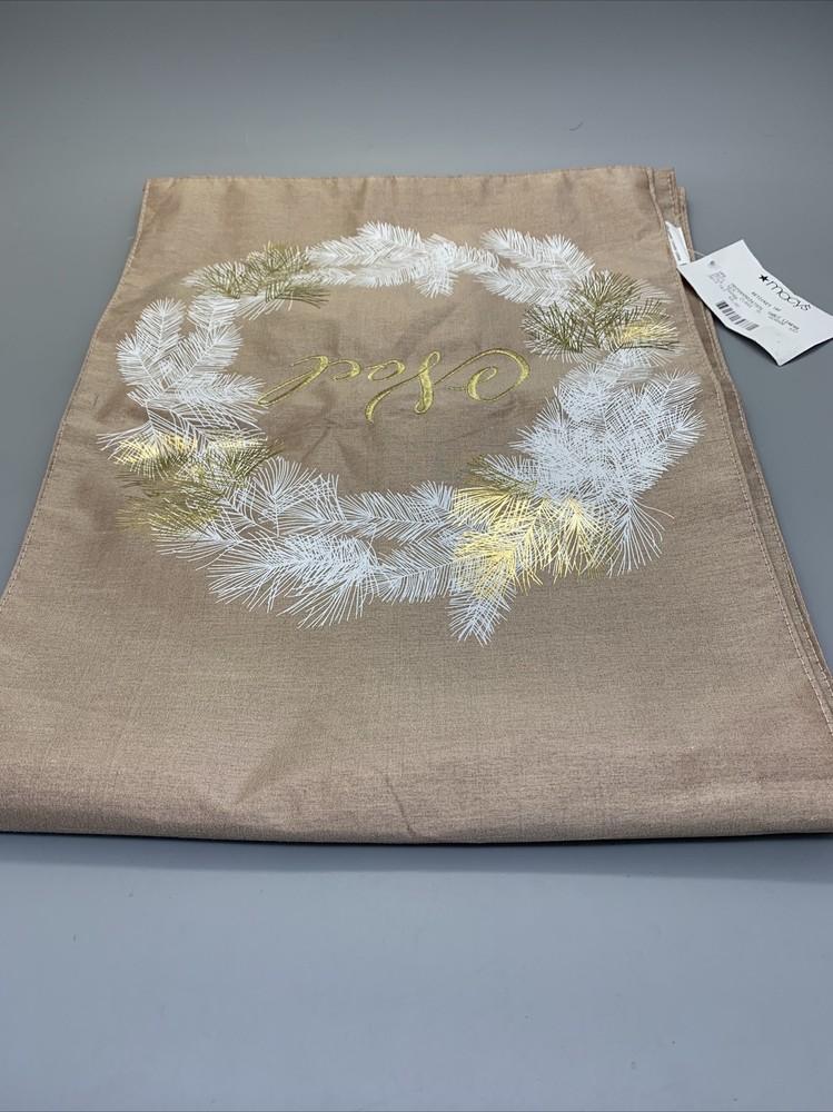 Blush Noel Wreath Holiday Table Runner 13" x 70"