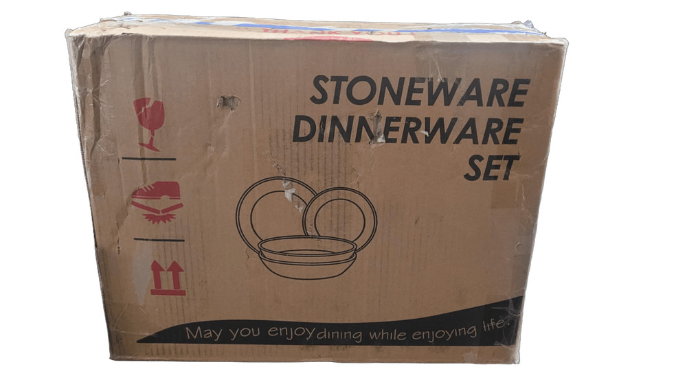 12-Piece Vesteel Stoneware Dinnerware Sets in Khaki