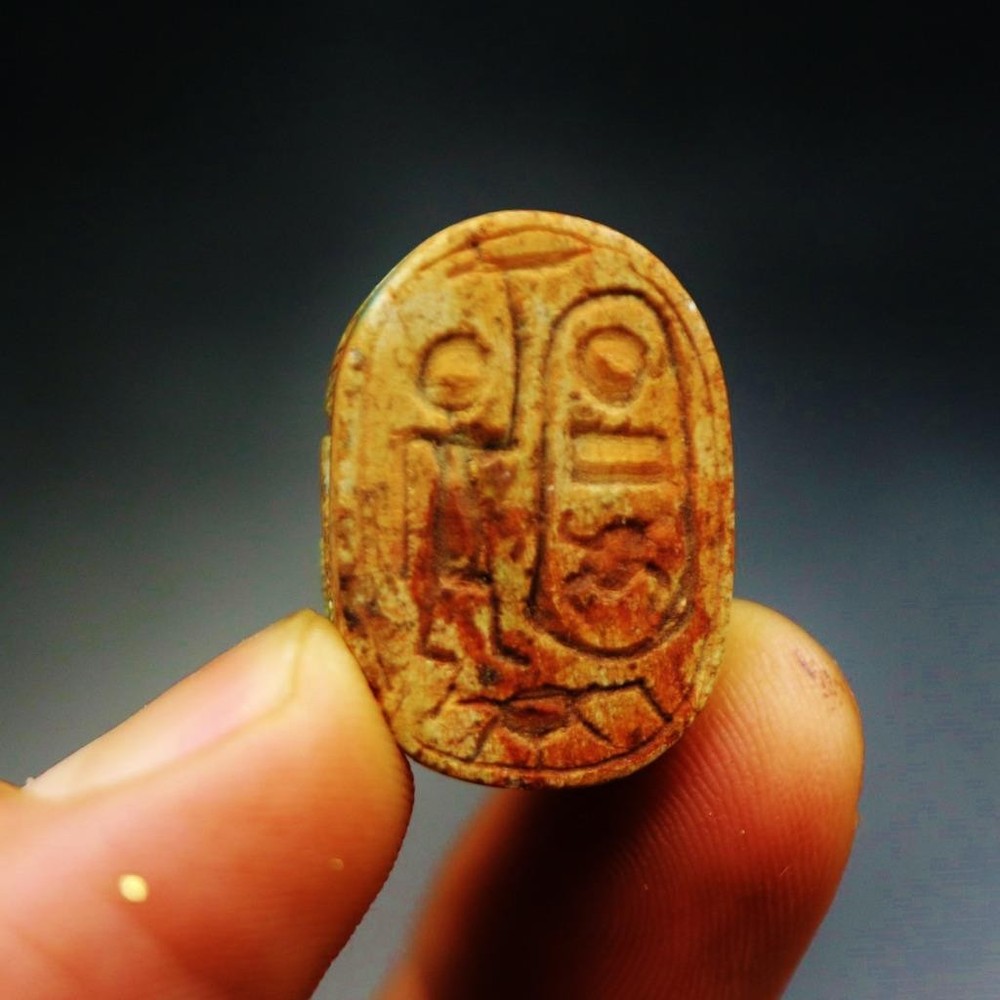 Authentic Antique Stone Scarab (Kheper) Beetle Amulet Figurine, Ancient Egyptian