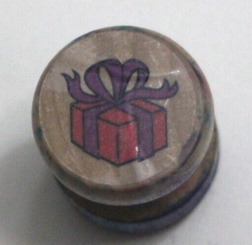 Wrapped Gift Present Small Rubber Stamp