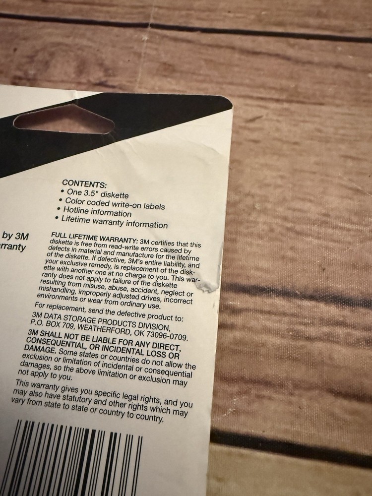 3M DS DD 3.5" Diskettes Formatted IBM Double Sided/Density Sealed Single Pack