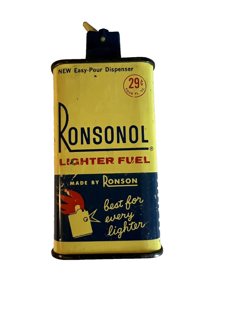 Vintage Ronsonol Lighter Fluid Tin 29 Cents EMPTY