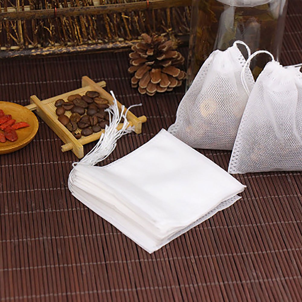 100/500/1000 Durable Reusable White Non-Woven Empty Drawstring Tea Filter Bags