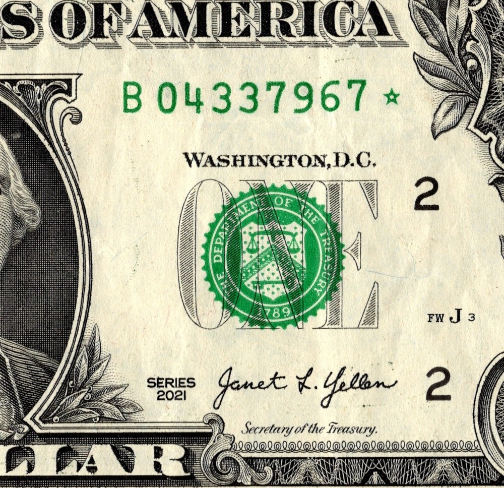 2021 B Star Note One Dollar Bill Regular Run Pack Note