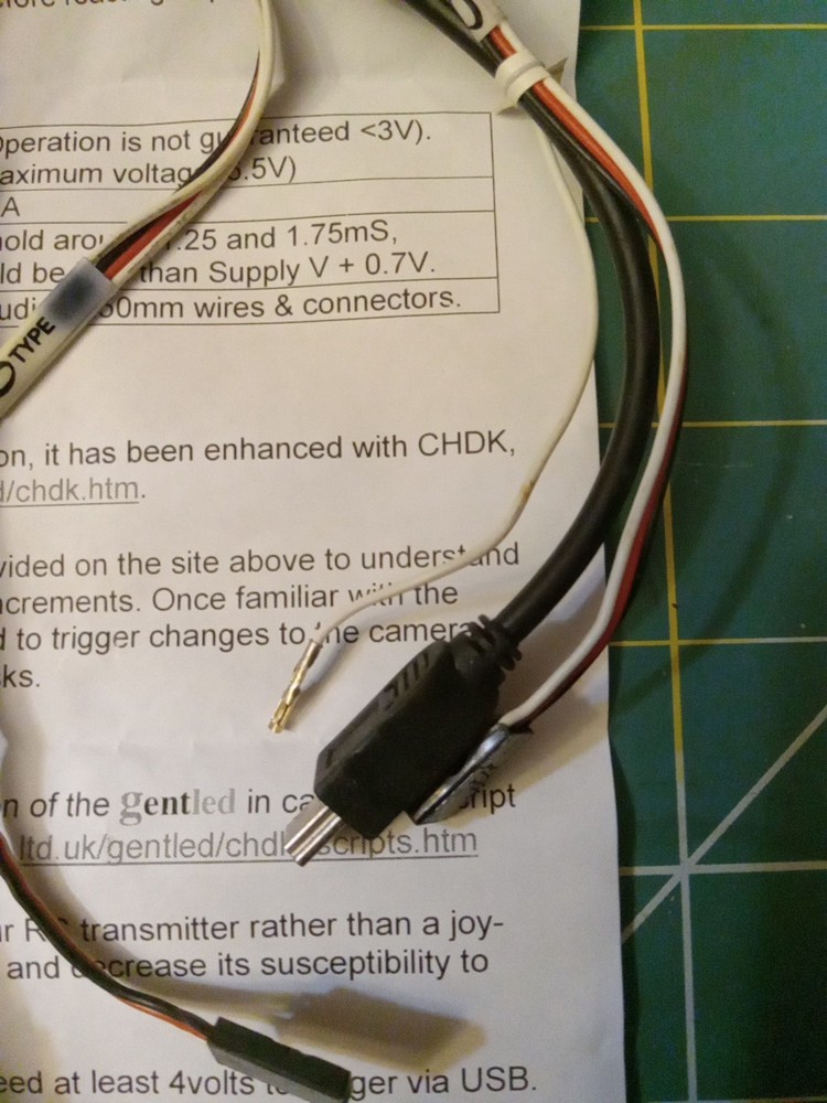 GentLED IR-CHDK2 cables Bin. For Cannon, Diydrones, Drone.