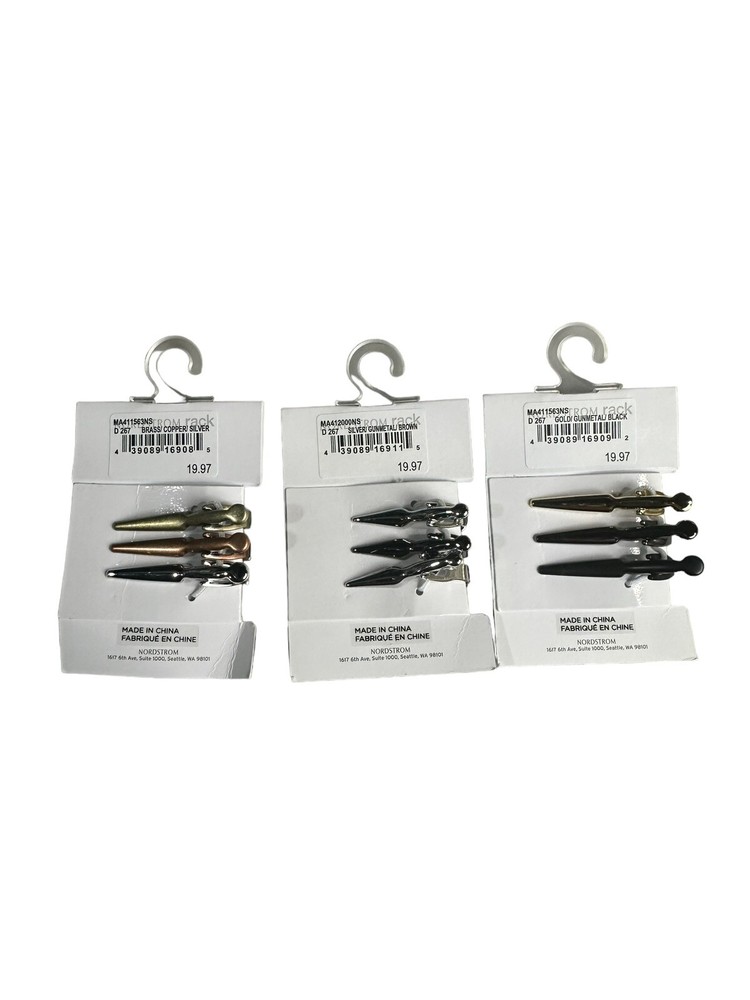NEW Nordstrom Rack Tie Bar Clips 3-Pack Multiple Options