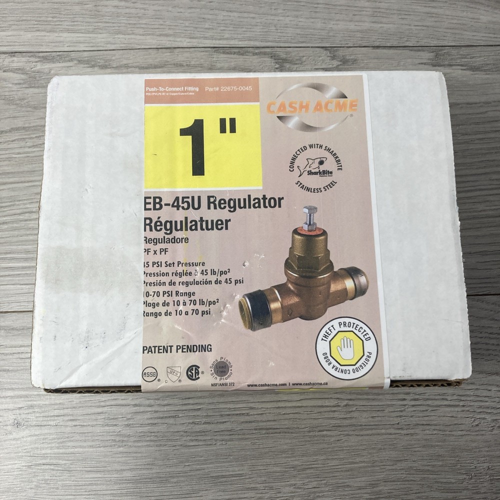 CashAcme EB45-U Water Pressure Regulator 1/2" 10-70 PSI Range 22675-0045 NEW
