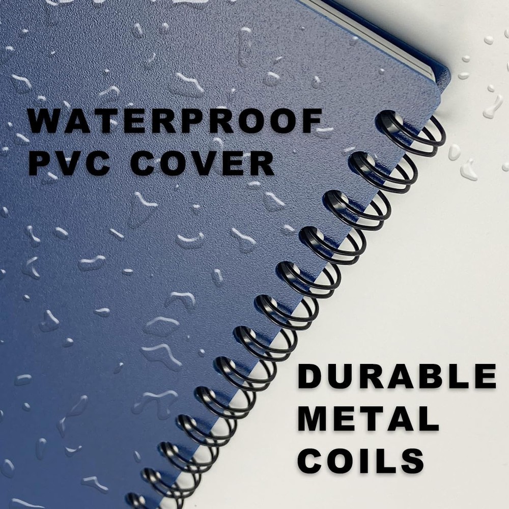 2Pcs Field Notepad, Stone Paper, PVC Cover, Graph, Medium Size, Blue