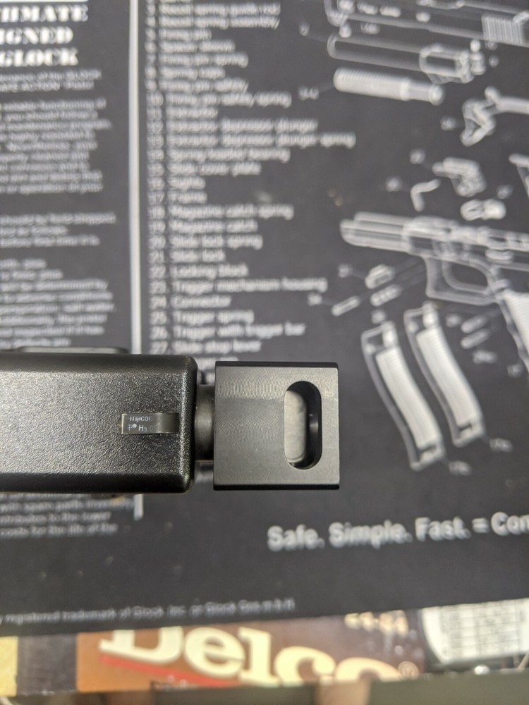 .45 cal Muzzle Brake 37/64"-28 TPI, Black anodize, Thread on, Micro