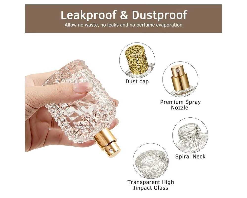 2 Pack 30ml Refillable Spray Perfume Bottles, Empty Clear Perfume Atomizer,...