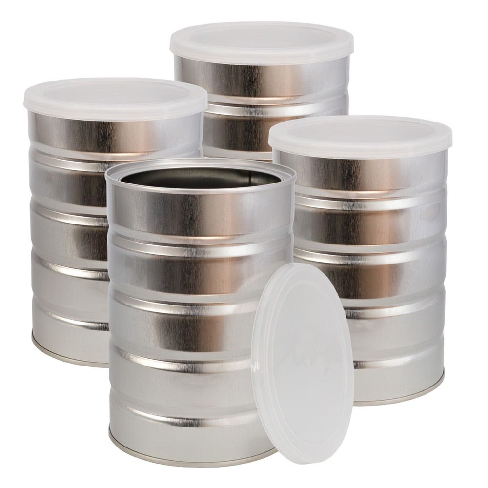 Empty Coffee Cans 4pk, Metal Cans for Kitchen Storage, Baking, Coffee Packaging