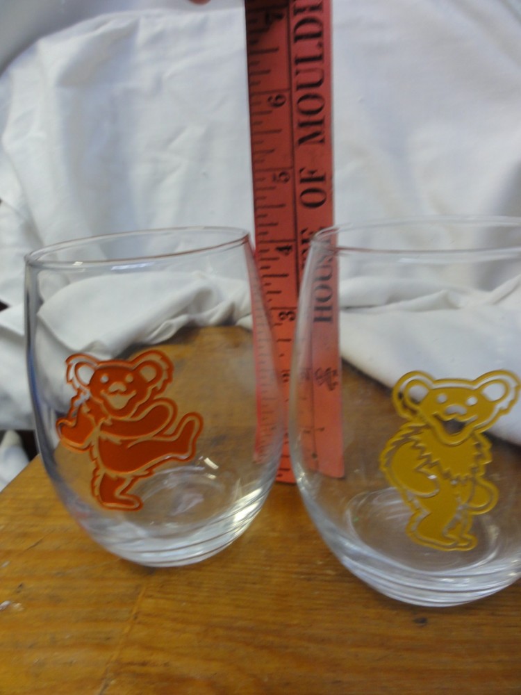 GRATEFUL DEAD Dancing Bears Embossed Juice Glasses Set 2