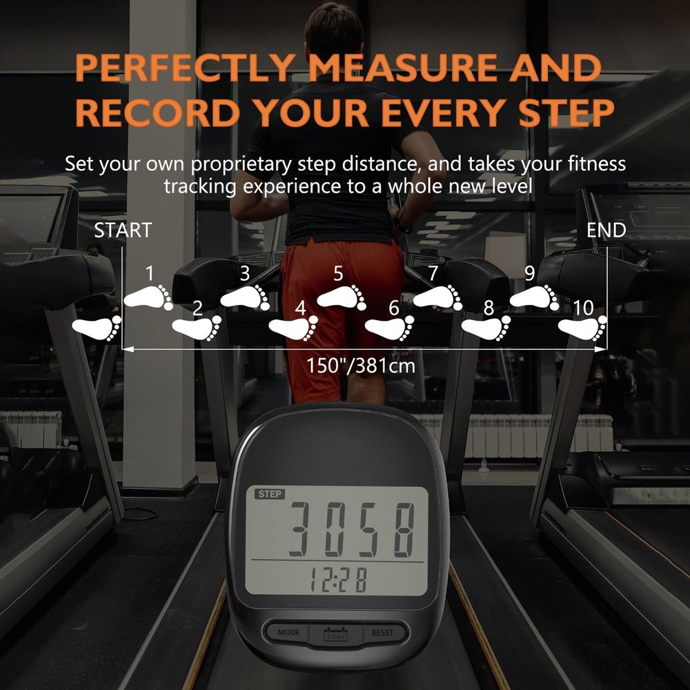 2D Pedometer, Portable Walking Accurate Step Counter