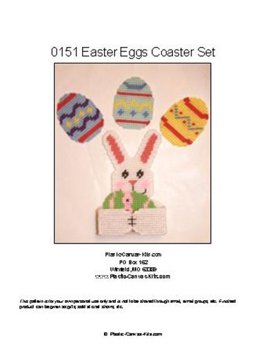 Easter Eggs Coaster with Bunny Holder-Plastic Canvas Pattern or Kit