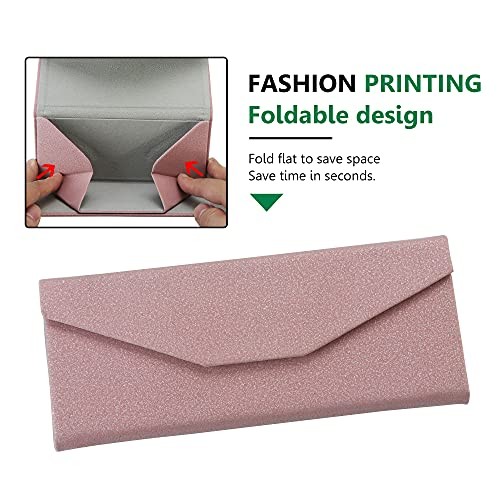 2 Pack Eyeglass Case Hard Shell with Foldable Design, Lxy_pink(2 Pack)