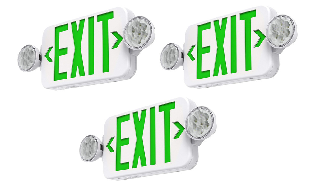 3 Pack GREEN LED Emergency Exit Light Sign Battery Backup UL924 Fire