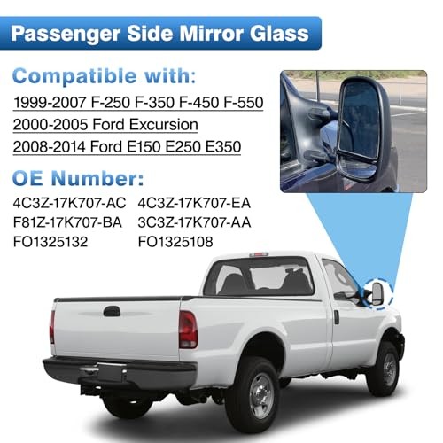 Replacement For 2008-2014 Ford E150 E250 E350, Passenger Side Mirror Glass