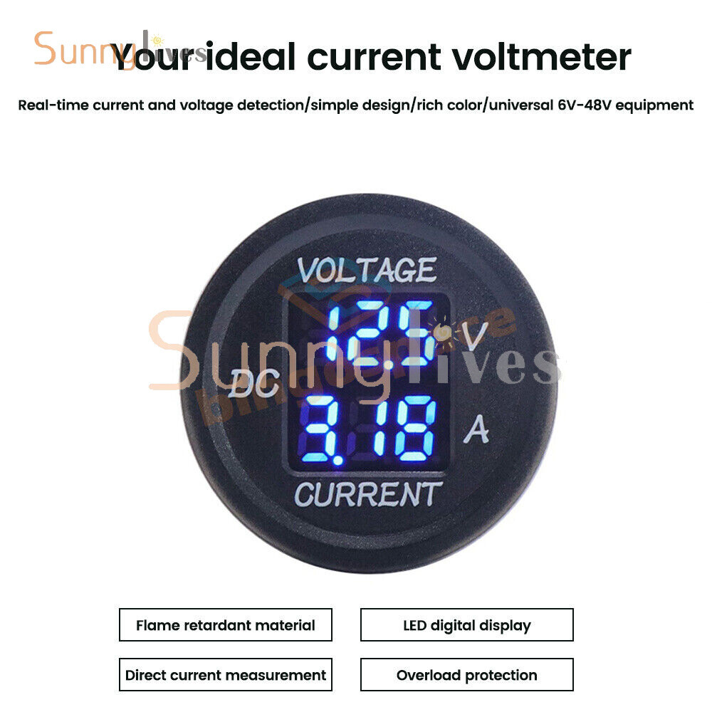 Digital Voltmeter Ammeter Volt Current Panel Meter for 12-24V Car Truck