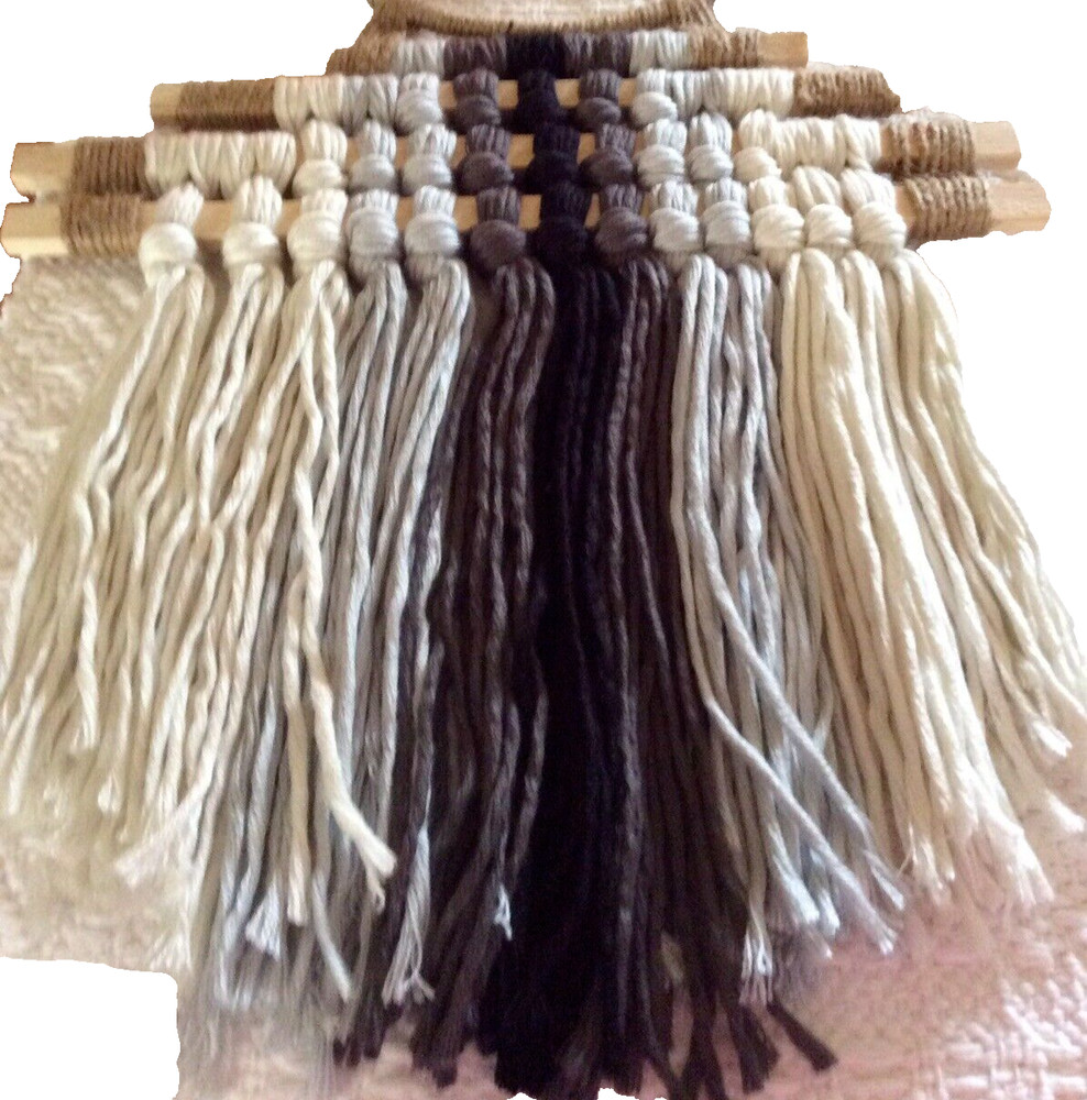 Wall Decor Macrame Wall Art  Black & White 14”x 23”
