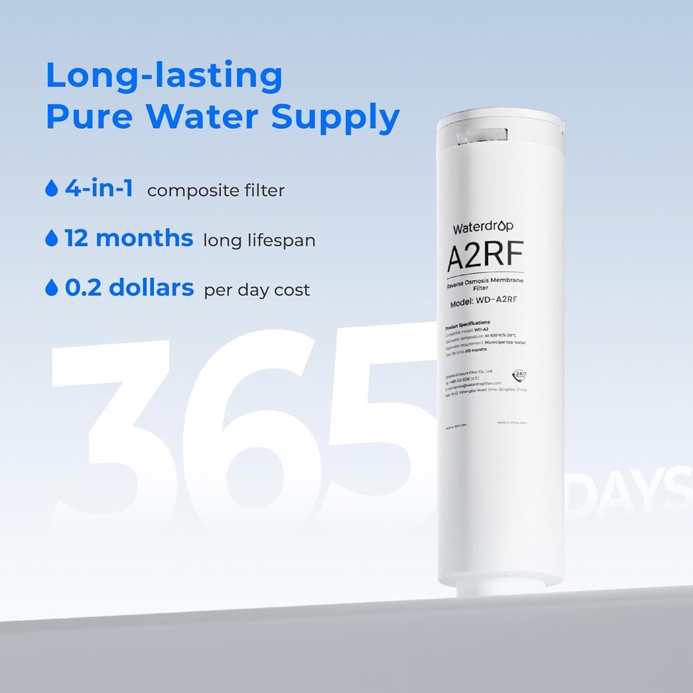 Waterdrop WD-A2RF Filter,Replacement for WD-A2 Countertop Reverse Osmosis System