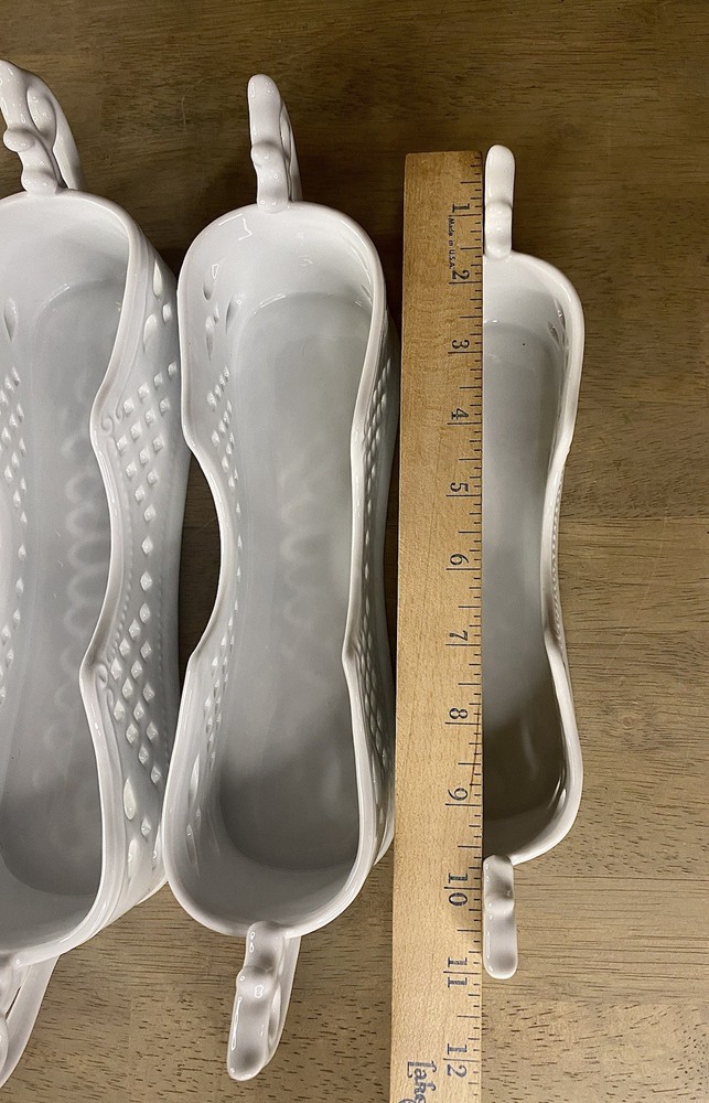 Mikasa Manchester Pattern Porcelain White Buffet Flatware Silverware Holders 4pc