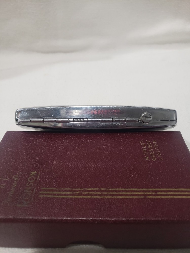 Vintage Ronson Pal Cigarette Case/Lighter Combo Black Enamel & Silver