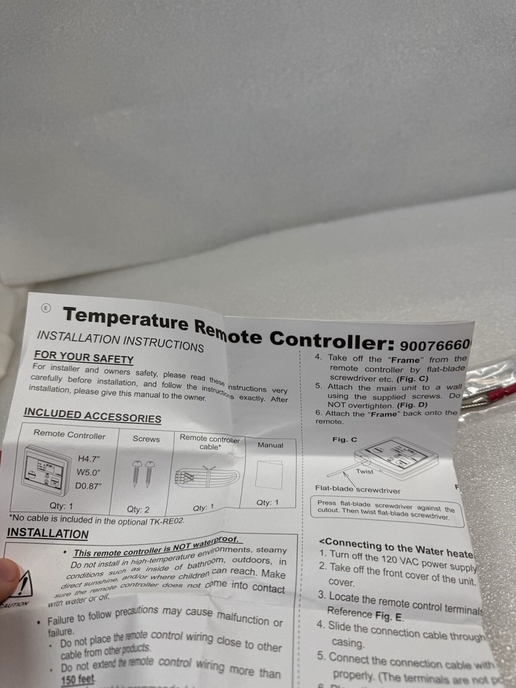 Temperature Remote Controller: 9007666005 (TK-RE02)