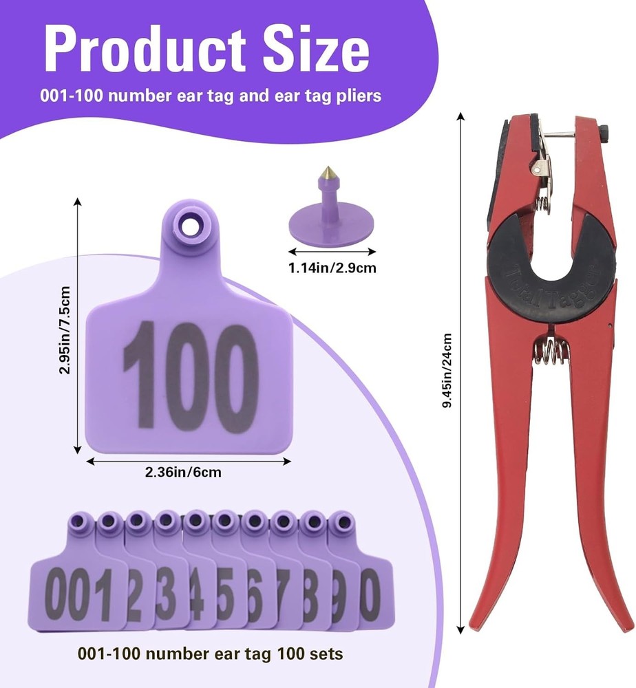 Purple Livestock Ear Tags Set