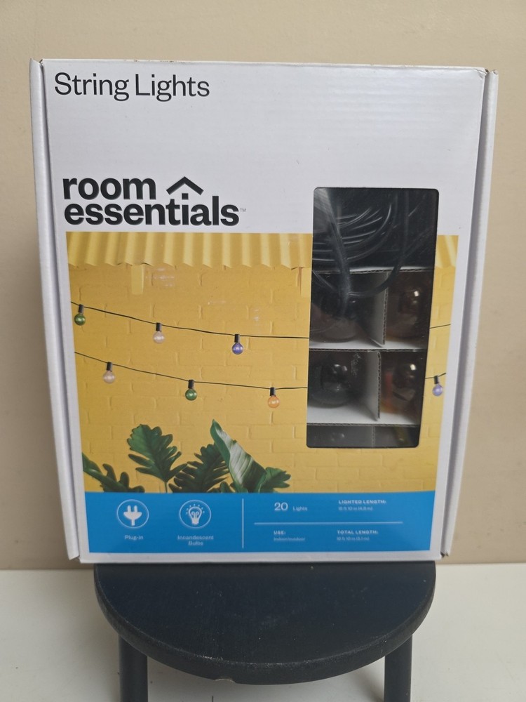 Clear Globe String Lights 20 Bulbs White Wire Room Essentials NEW