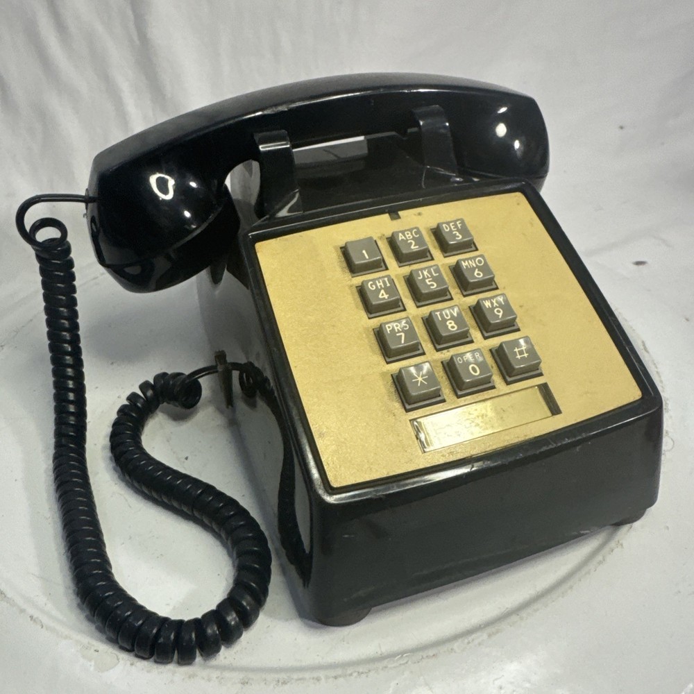 Vintage Black Comdial Push Button Desktop Telephone - Black