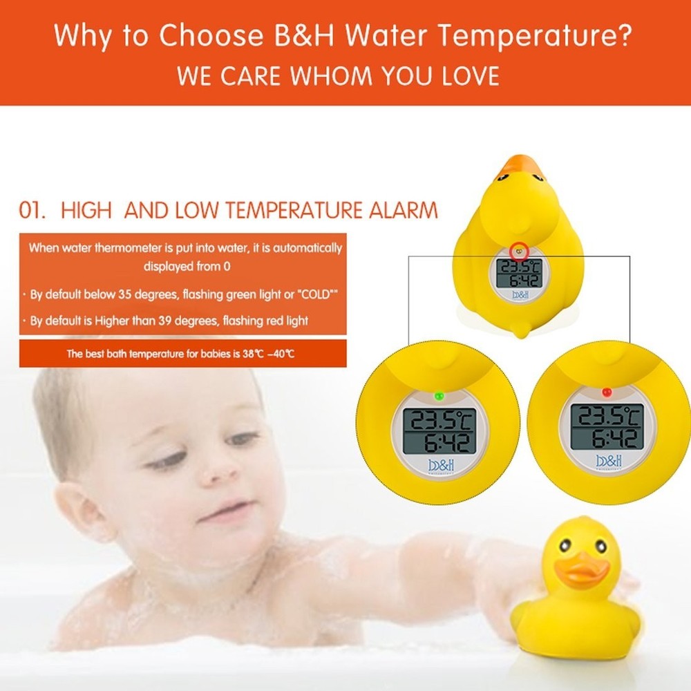 Baby Bath Thermometer with Blinking Light Indicator