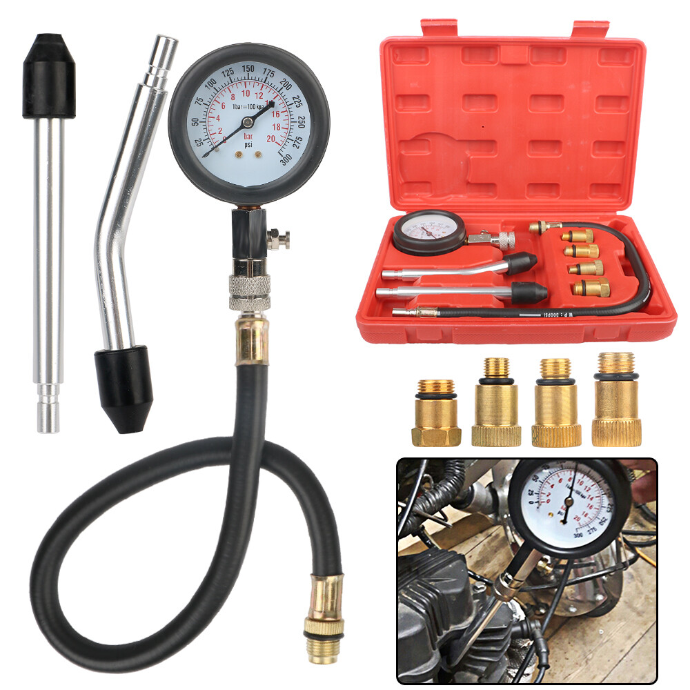 Professional Cylinder Engine Compression Tester Pressure Gauge Test Kit Motor US