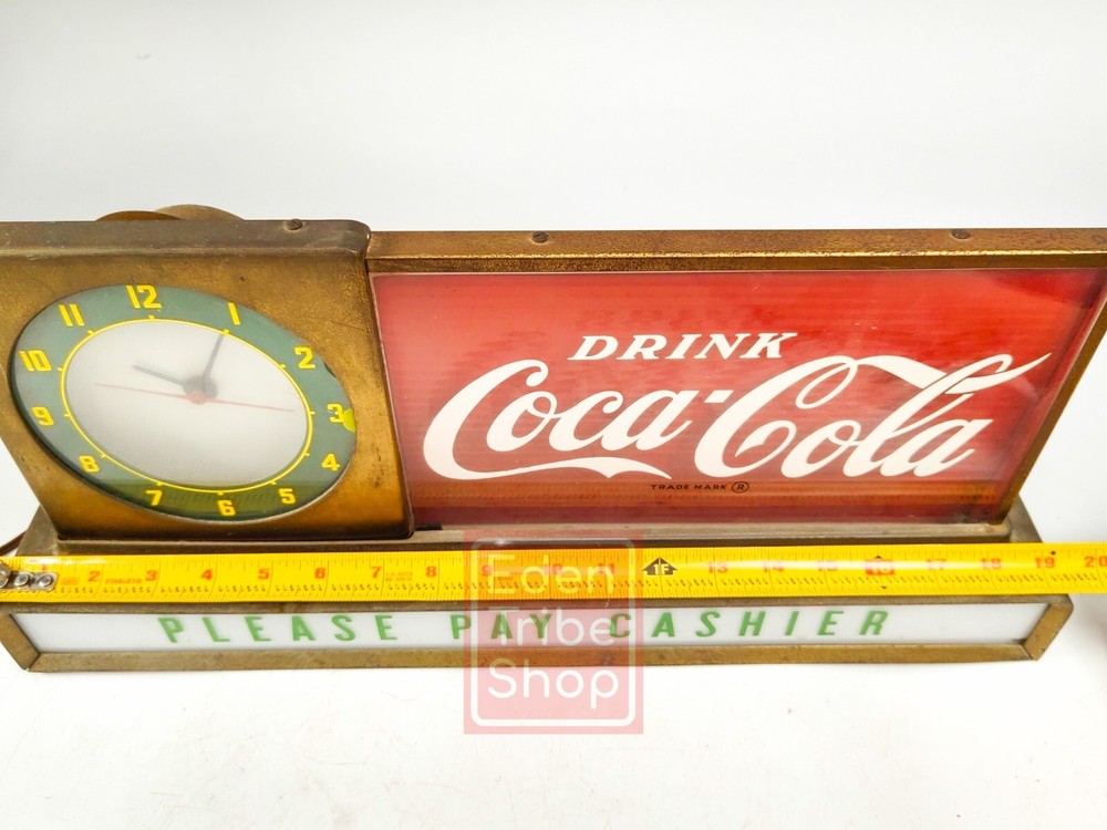 1950s Coca-Cola Please Pay Cashier Light up Advertisement Round Clock