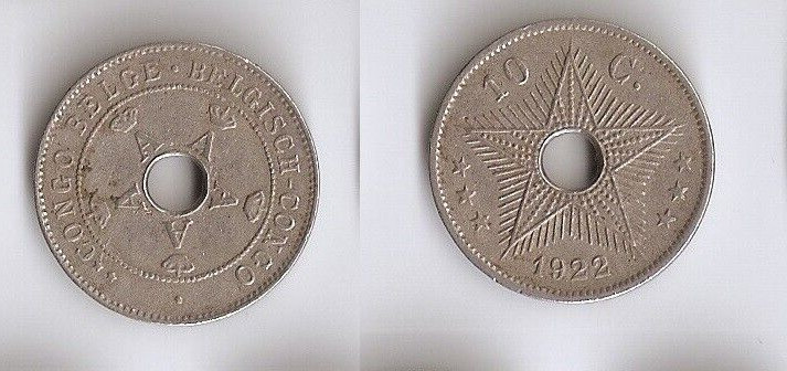 Belgian Congo 10 centimos 1922
