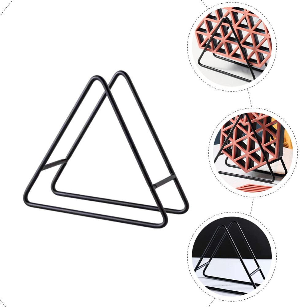 Coaster Holder Black Triangle Coaster Holder Display Stand for Plates Coasters