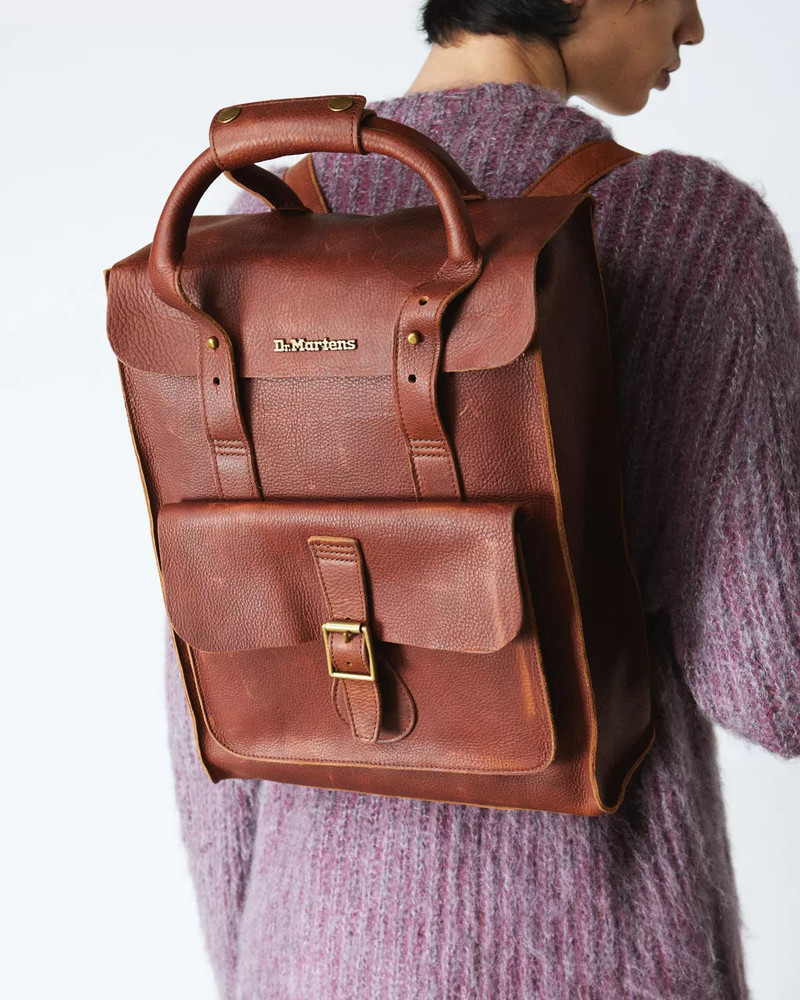 DR MARTENS AMBASSADOR BROWN LEATHER BOX BACKPACK